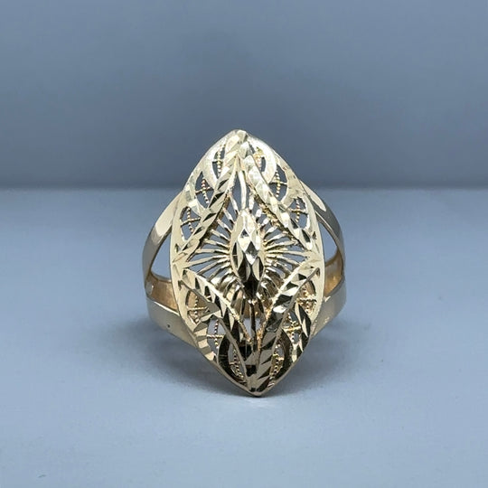 14ct Yellow Gold Fancy Ring - Size P 1/2