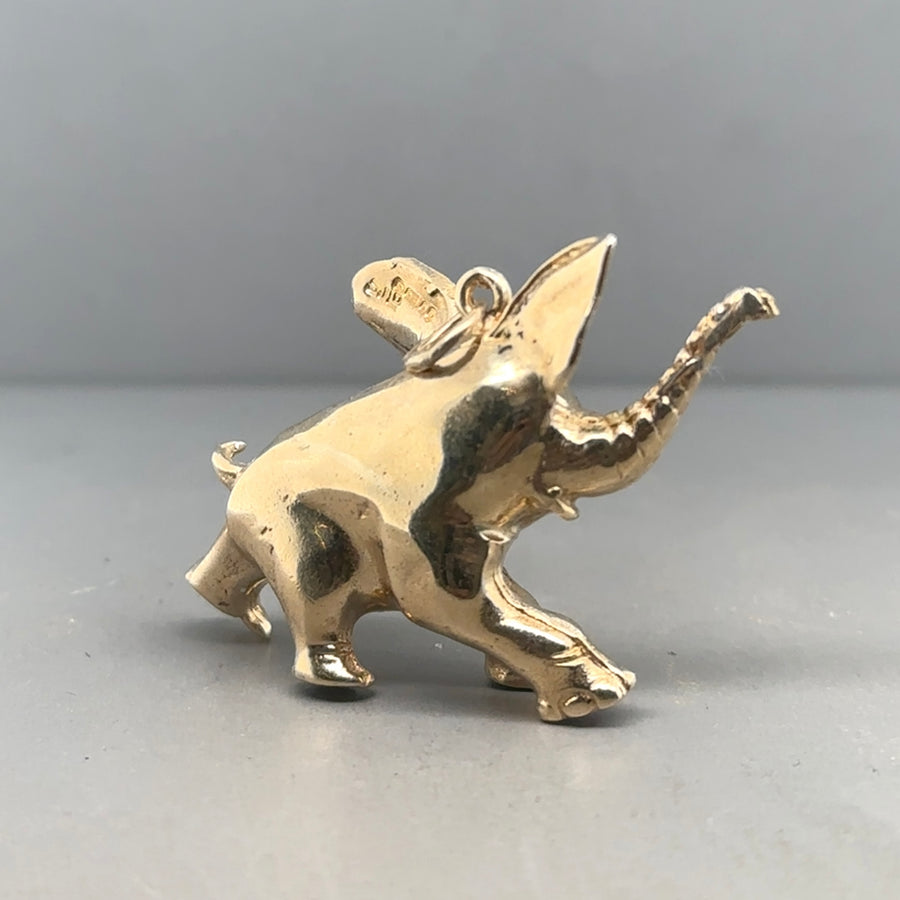 9ct Yellow Gold Elephant Pendant