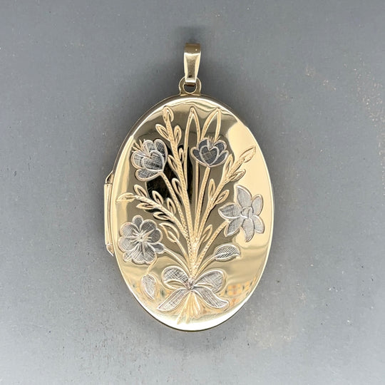 9ct Bi-Colour Floral Locket