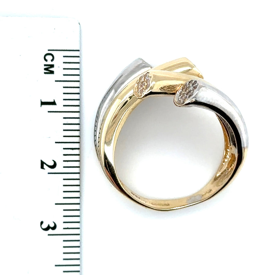 14ct Bi-Colour Cubic Zirconia Ring - Size Q