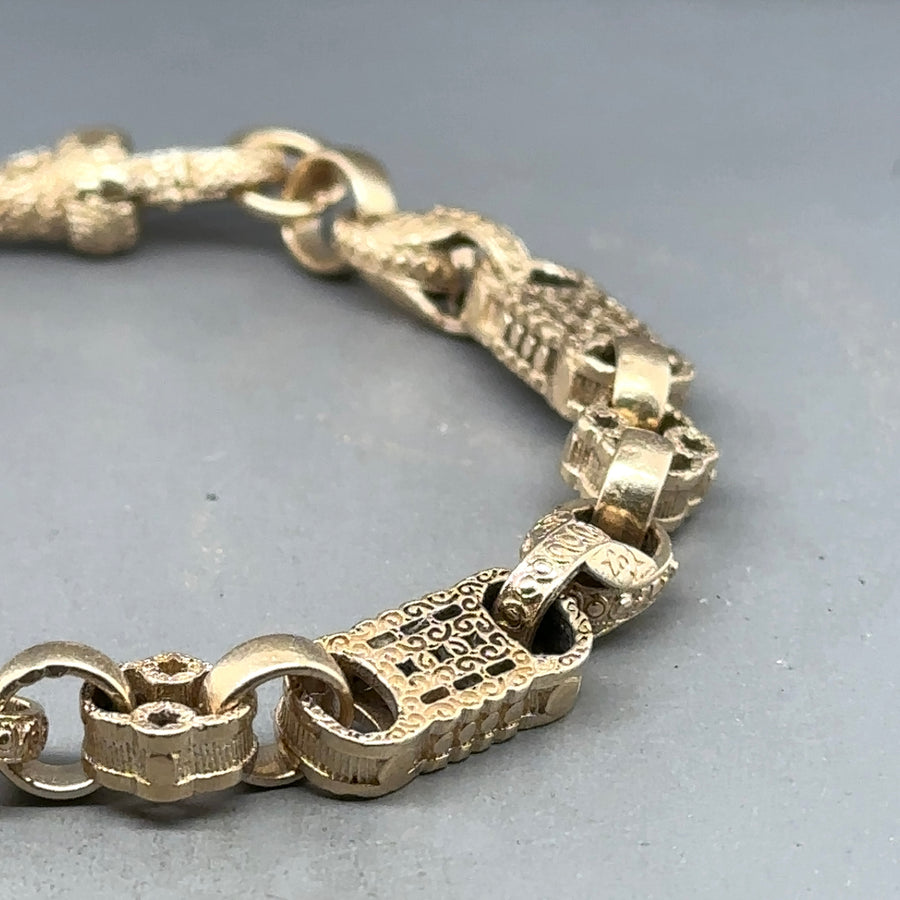 9ct Yellow Gold Fancy Chain Link Small Bracelet