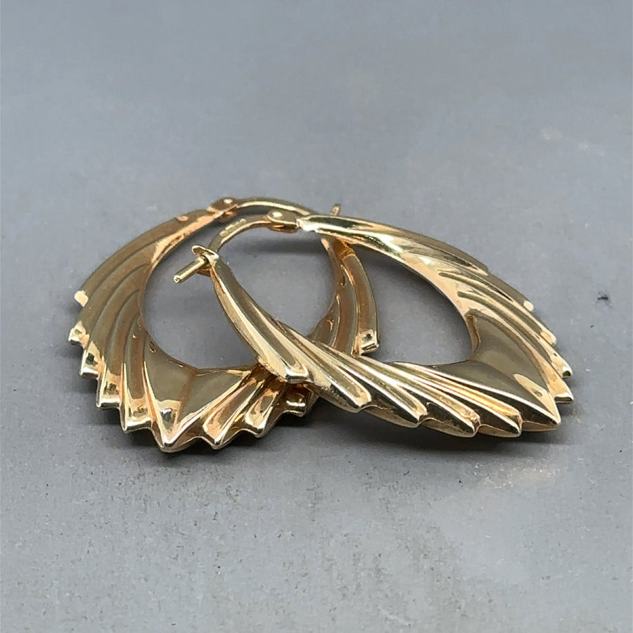 9ct Yellow Gold Spikey Creoles Style Earrings