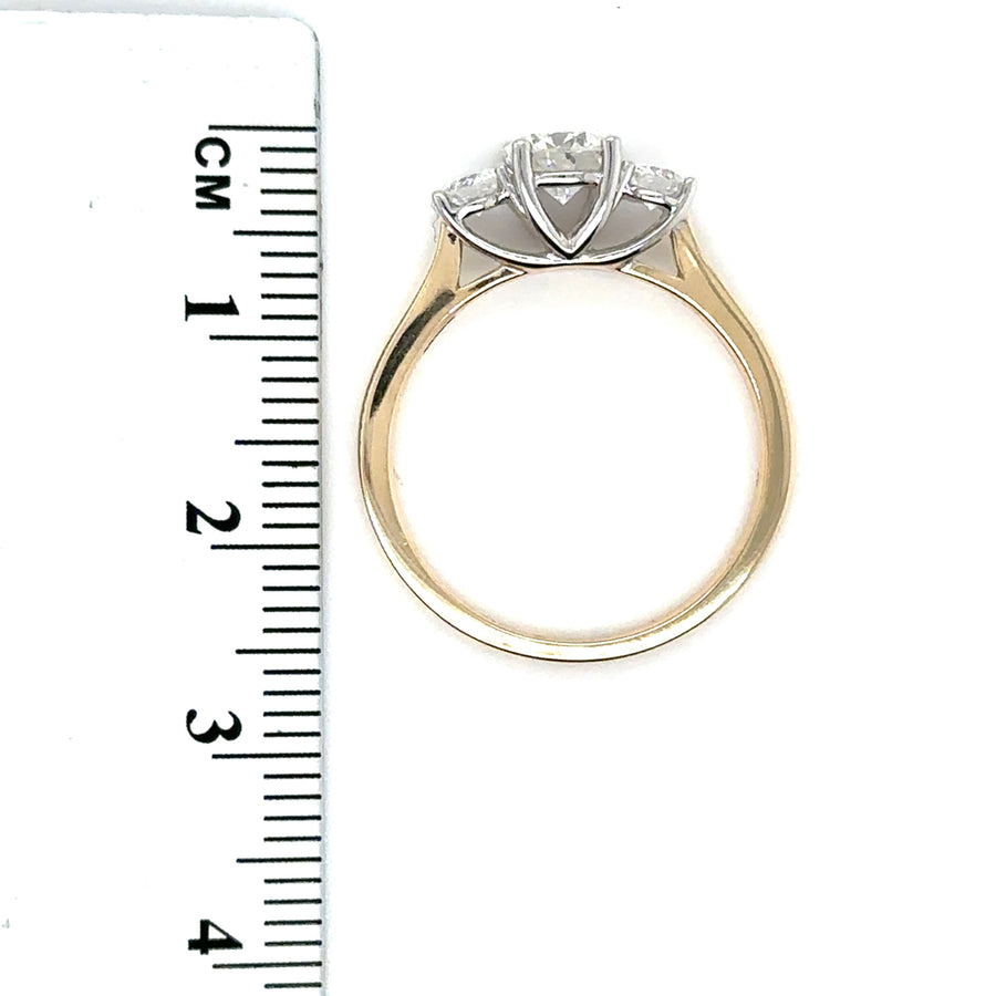 9ct Yellow Gold Lab Grown Diamond Trilogy Ring (c. 1.00ct) - Size O - NEW!
