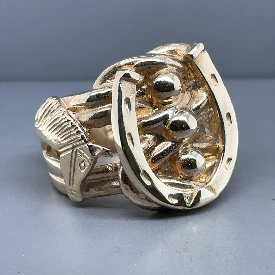 9ct Yellow Gold Horseshoe Keeper Ring - Size Y 1/2