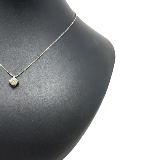 18ct White Gold Single Stone Diamond Pendant and Box Chain (c. 0.80ct) (16")