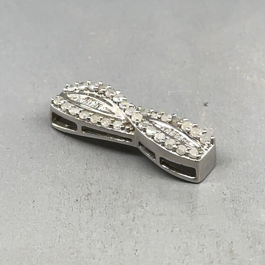 9ct White Gold Diamond Cross Over Pendant