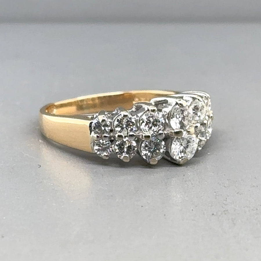 18ct Yellow Gold Diamond Cluster Ring (c. 1.00ct) - Size K