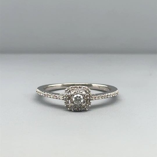 9ct White Gold Diamond Ring (c. 0.15ct) - Size O 1/2