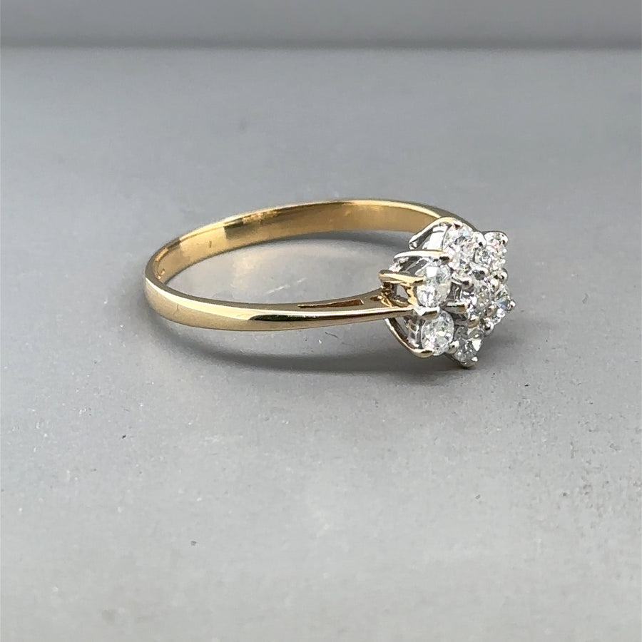 18ct Yellow Gold Diamond Cluster Ring (c. 0.70ct) - Size W