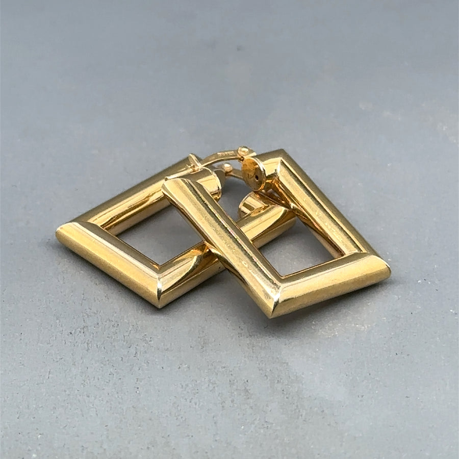 9ct Yellow Gold Oblong Hoop Earrings
