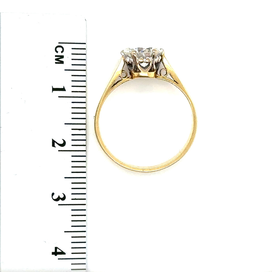 18ct Yellow Gold Single Stone Diamond Ring (c. 1.35ct) - Size M