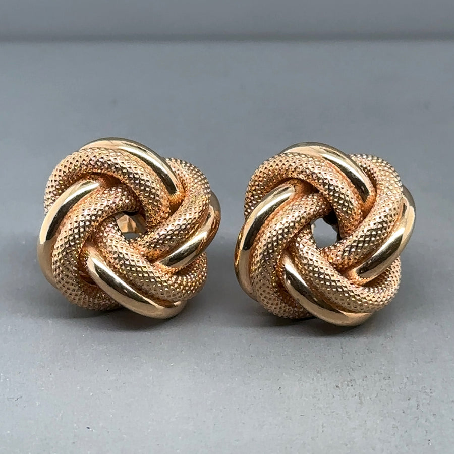 9ct Yellow Gold Large Knot Stud Earrings