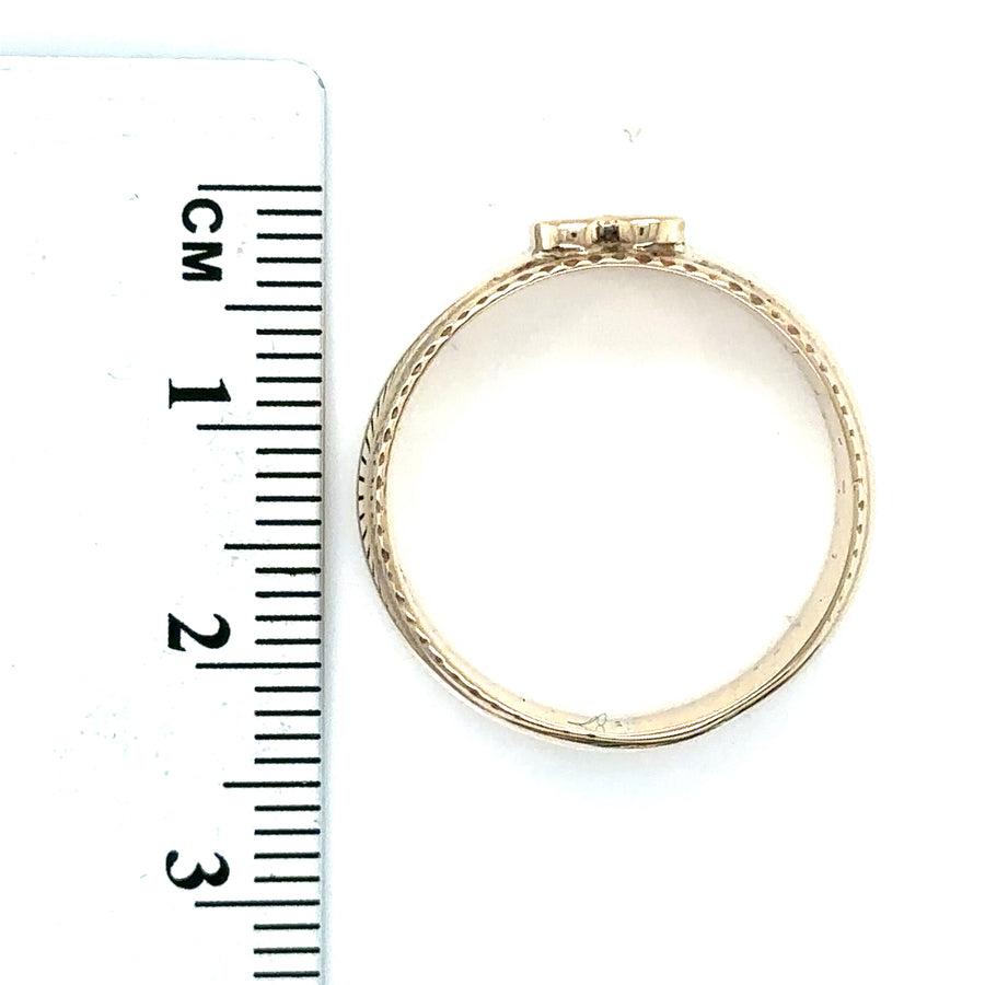 9ct Yellow Gold Heart Band Ring - Size R