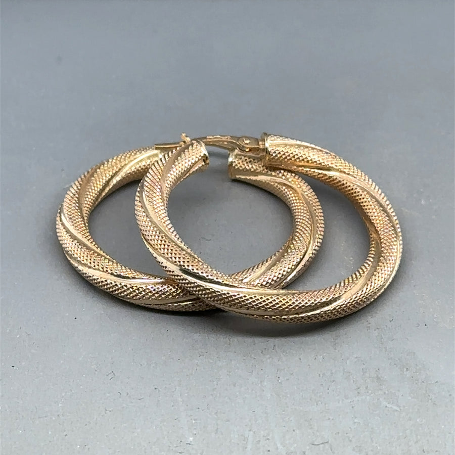 9ct Yellow Gold Twist Hoop Earrings