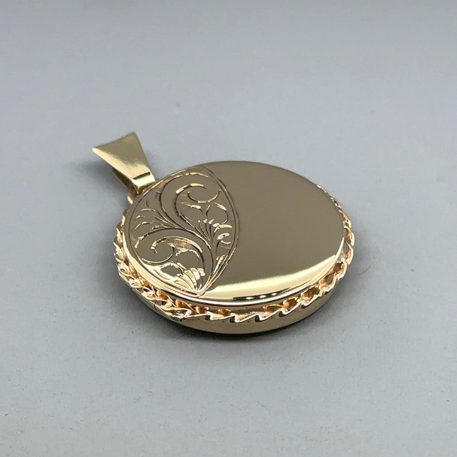 9ct Yellow Gold Patterned Circle Locket