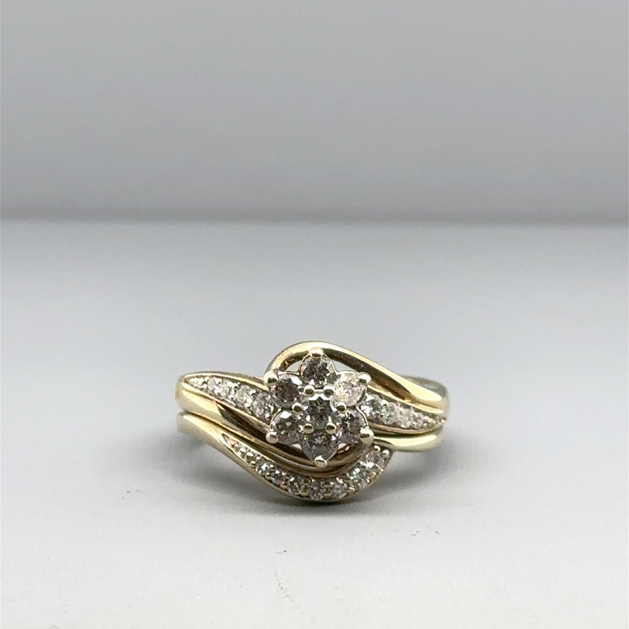 9ct Yellow Gold Diamond Set Ring Set (c. 0.50ct) - Size J 1/2