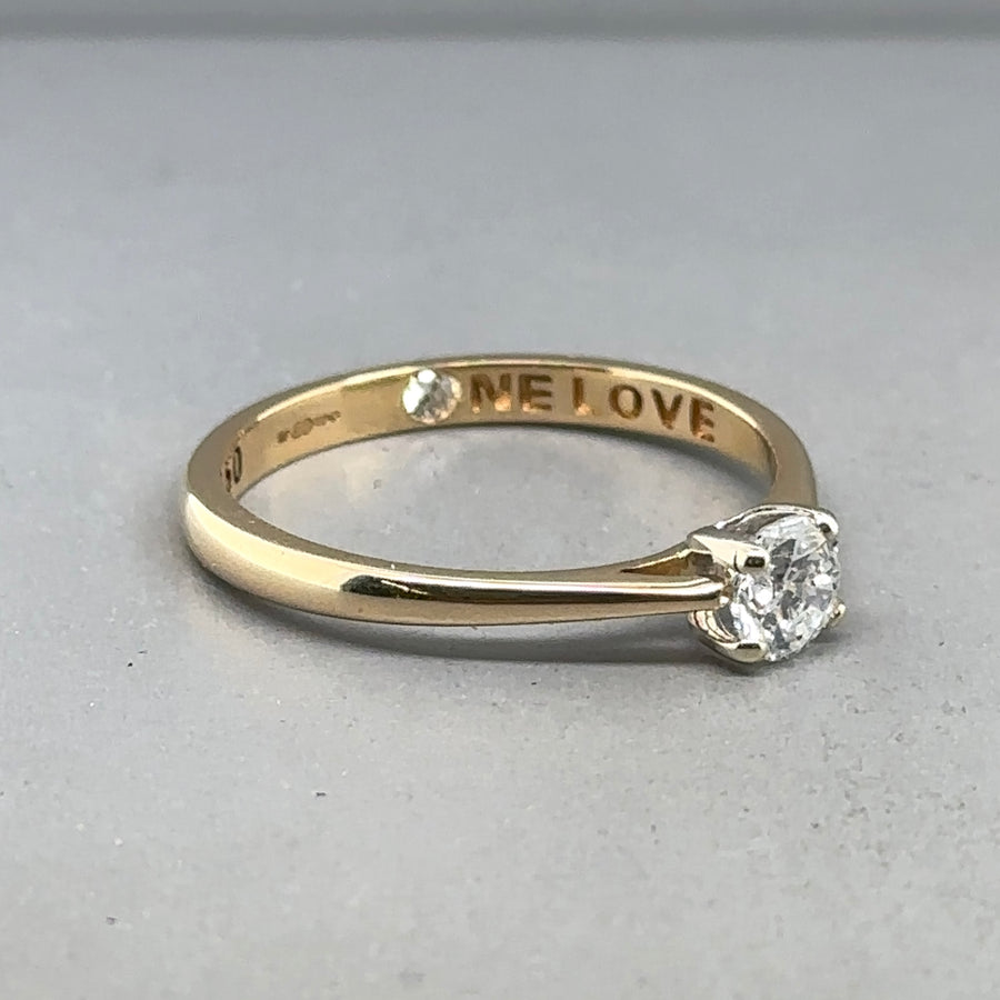 18ct Yellow Gold Single Stone Diamond Ring (c. 0.50ct) - Size T