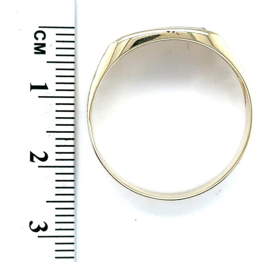 9ct Yellow Gold Single Stone Diamond Signet Ring - Size Z 1/2