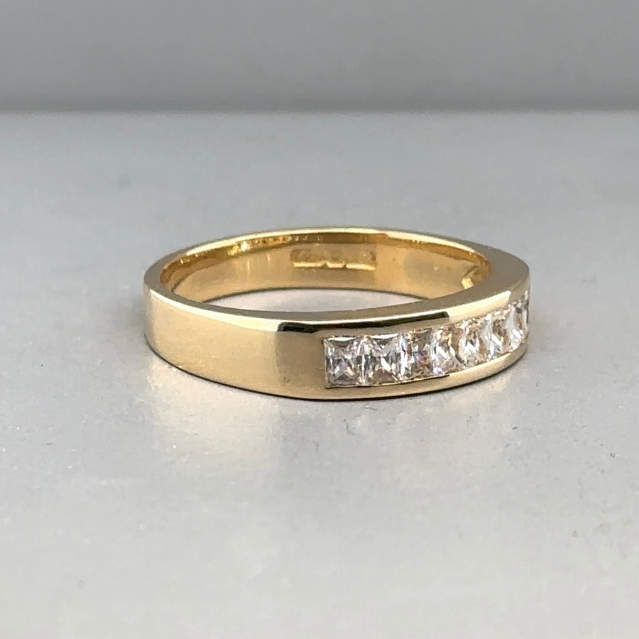 18ct Yellow Gold Cubic Zirconia Half Eternity Style Ring - Size N