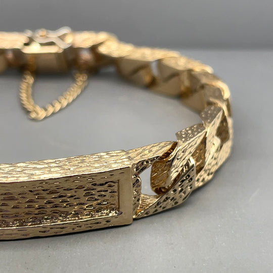 9ct Yellow Gold Heavy Curb ID Bracelet