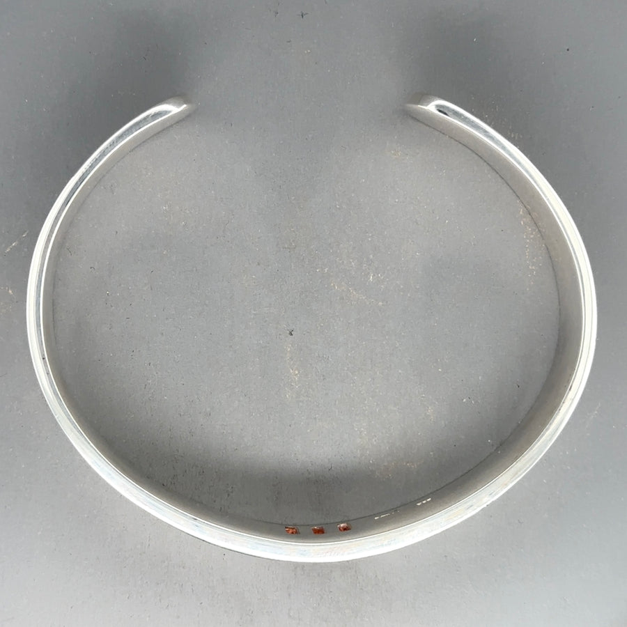 Sterling Silver Open Bangle with Synthetic Stone