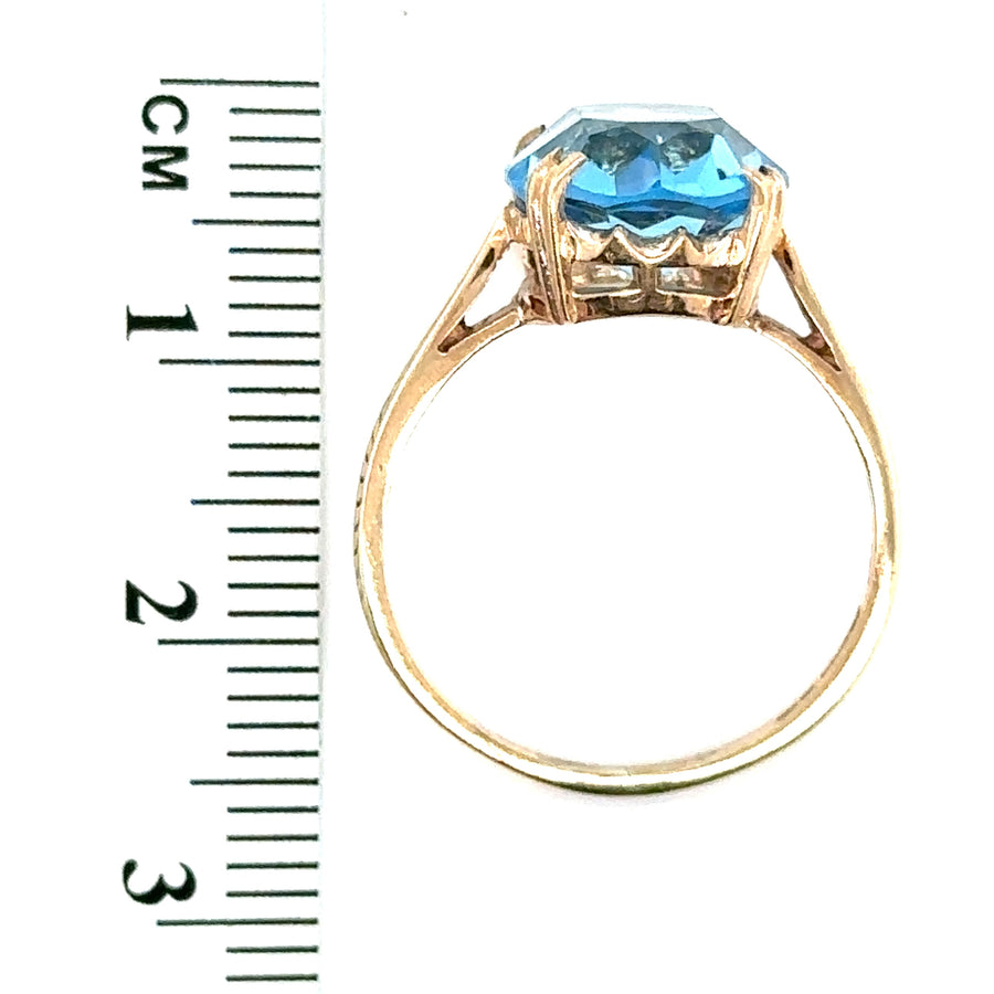 9ct Yellow Gold Synthetic Stone Ring - Size N