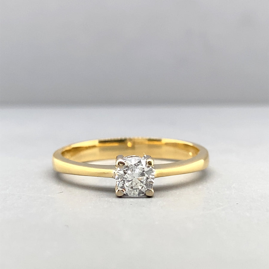 18ct Yellow Gold Single Stone Diamond Ring (c. 0.40ct) - Size P