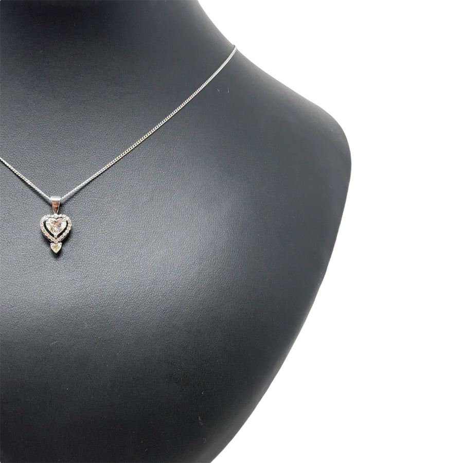 18ct White Gold Diamond Heart Pendant and Chain (c. 0.72ct) (19”)