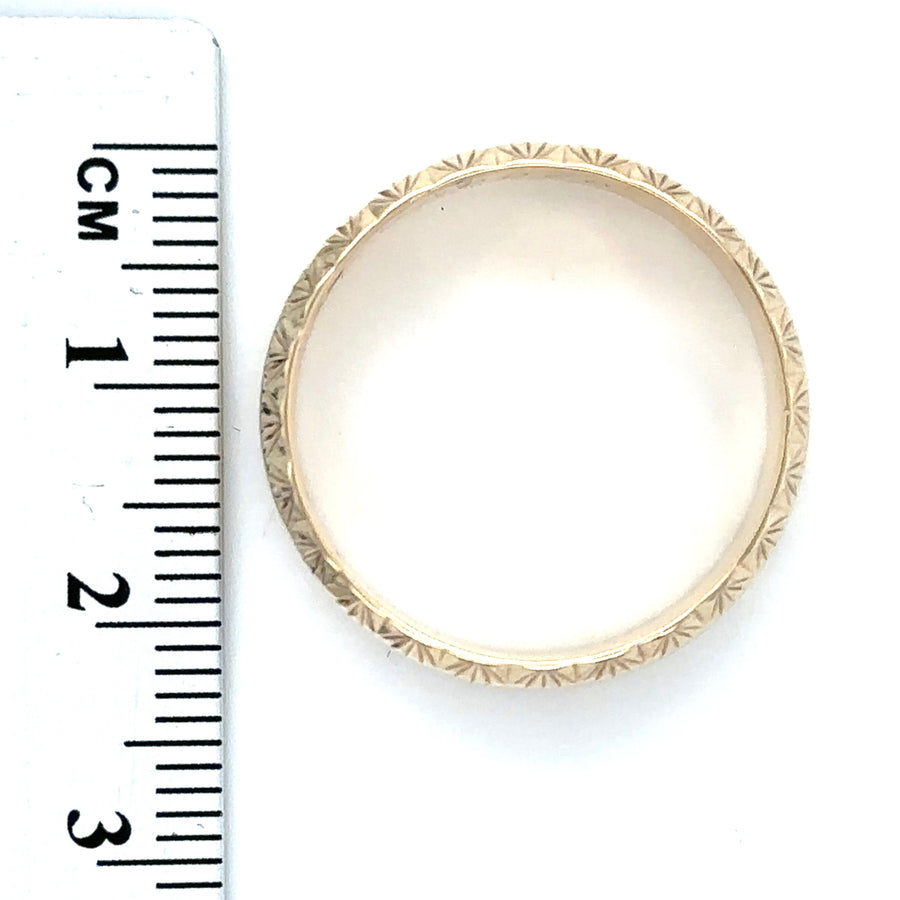 9ct Yellow Gold Band Ring - Size T 1/2