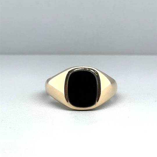 9ct Yellow Gold Onyx Ring - Size P