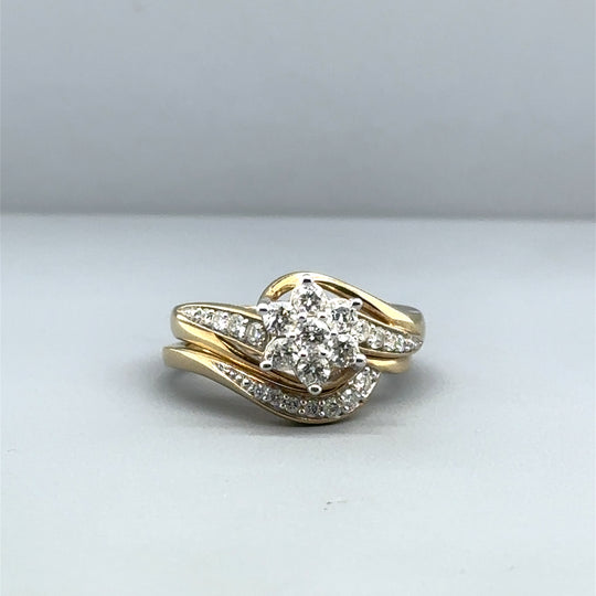 9ct Yellow gold Diamond Set Ring Set (c. 0.50ct) - Size I