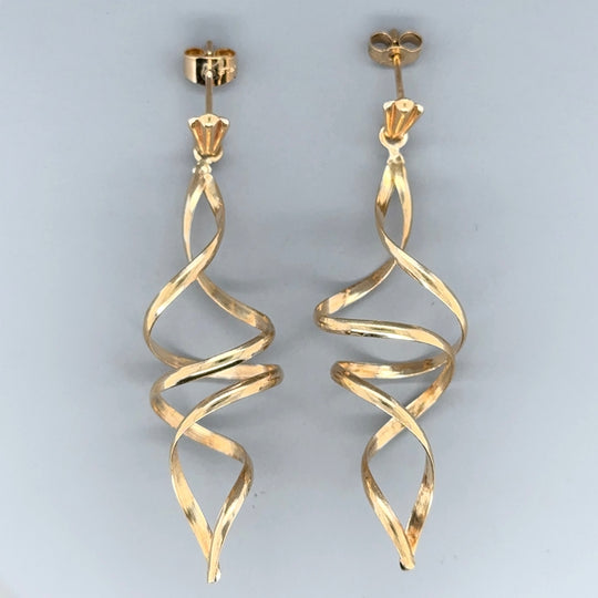 9ct Yellow Gold Curl Drop Earrings