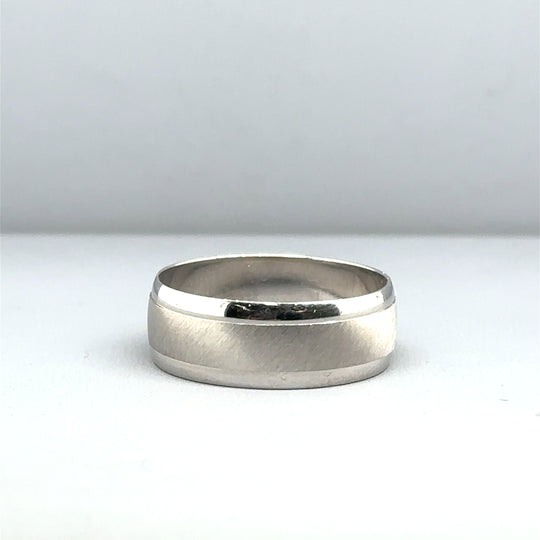 9ct White Gold Band Ring - Size O 1/2