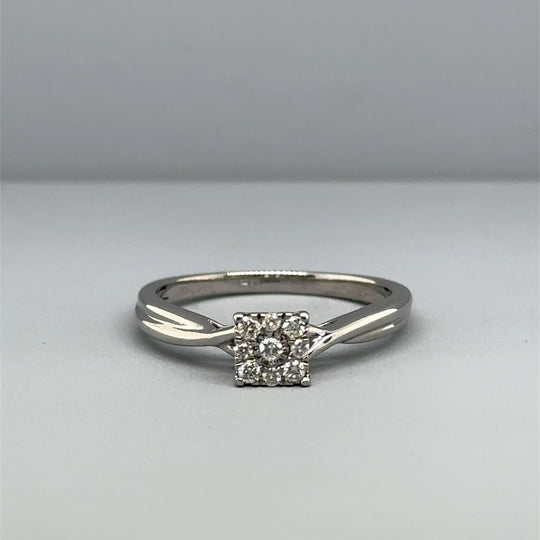 9ct White Gold Diamond Ring (c. 0.15ct) - Size P