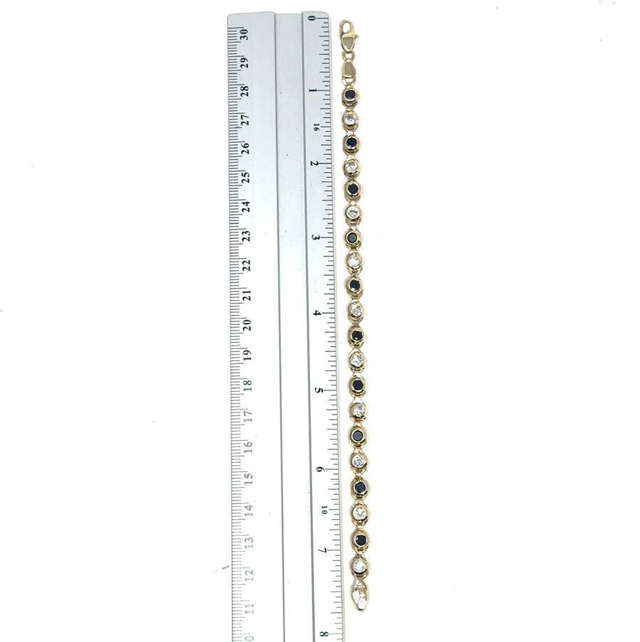 9ct Yellow Gold Blue and White Cubic Zirconia Bracelet