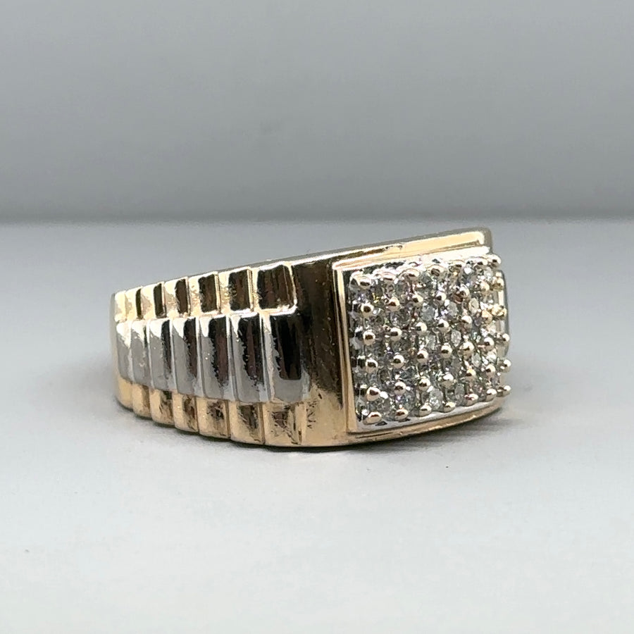 9ct Bi-Colour Diamond Signet Ring (c. 0.50ct) - Size S