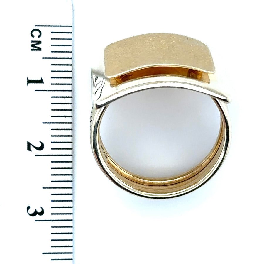 9ct Yellow Gold Square Ring - Size P 1/2