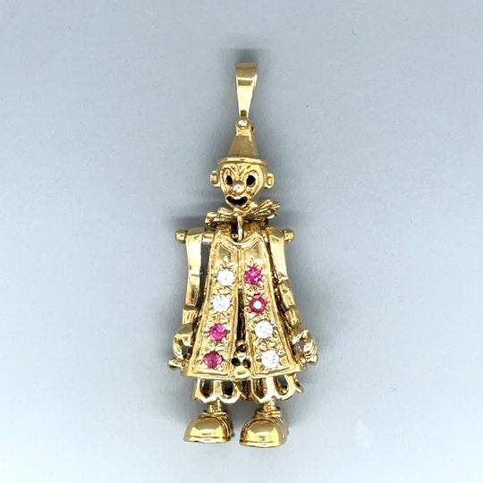 9ct Yellow Gold Cubic Zirconia Clown Pendant