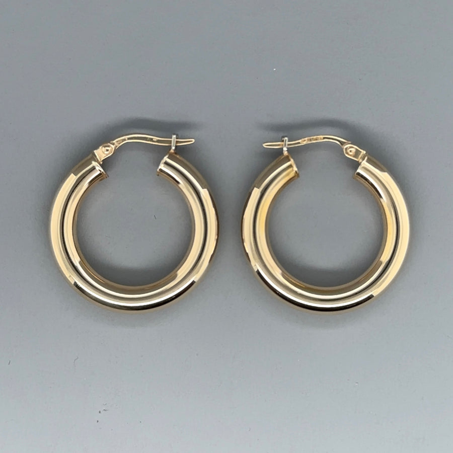9ct Yellow Gold Plain Hoop Earrings