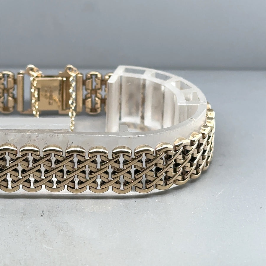 9ct Yellow Gold Fancy Bracelet with Safety Chain