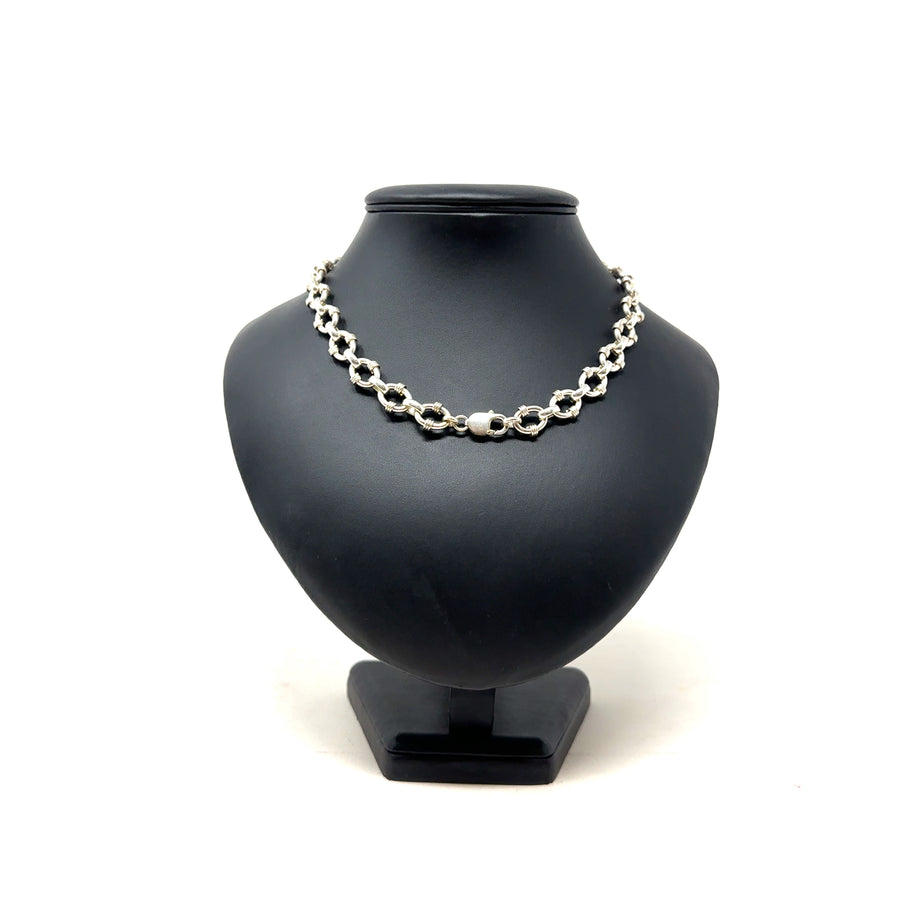 Sterling Silver Fancy Cable link Chain (18")