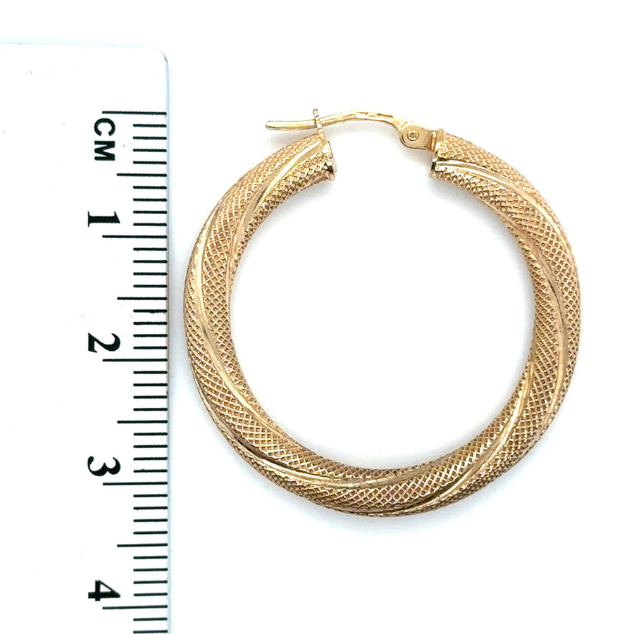 9ct Yellow Gold Twist Hoop Earrings