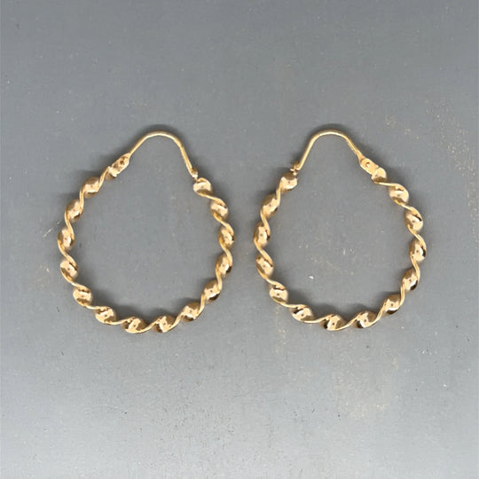 9ct Yellow Gold Twist Hoop Earrings