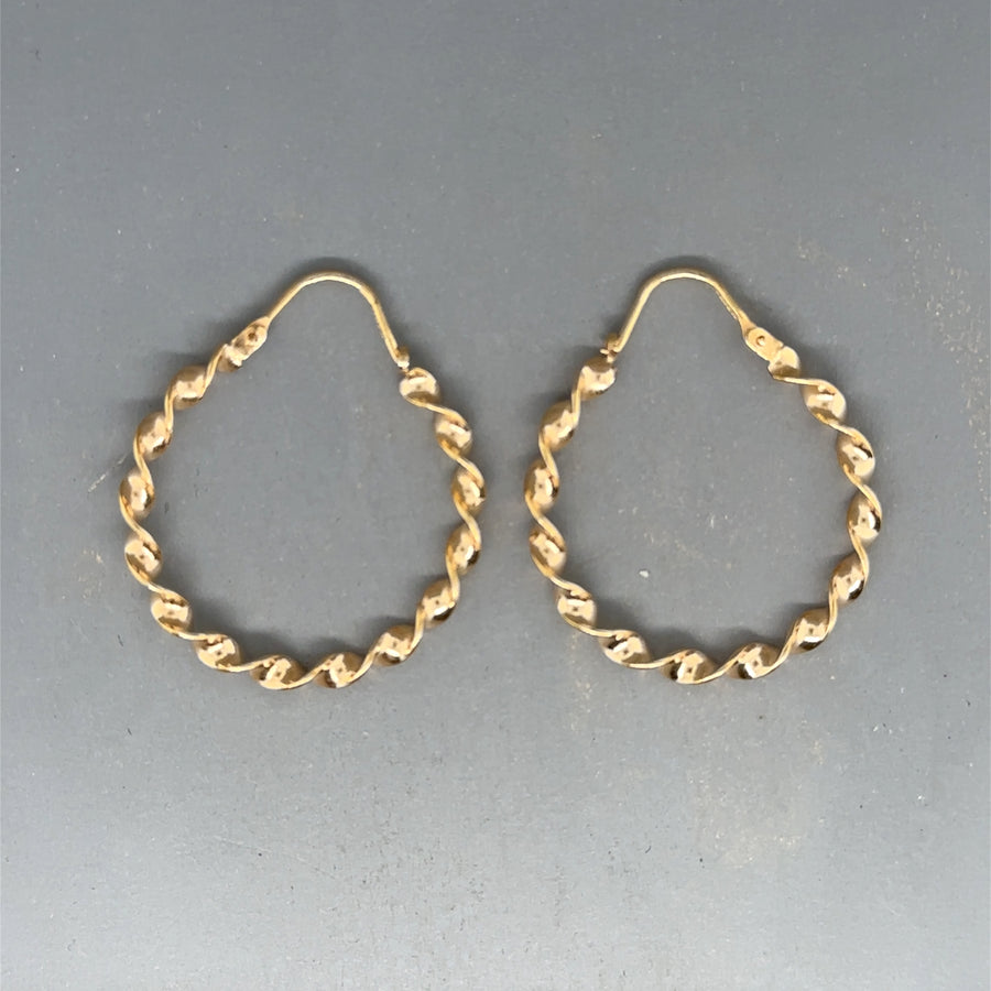 9ct Yellow Gold Twist Hoop Earrings