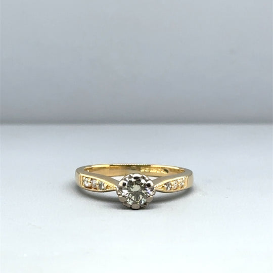 18ct Yellow Gold Single Stone Diamond Ring (c. 0.30 - 0.35ct) - Size J 1/2