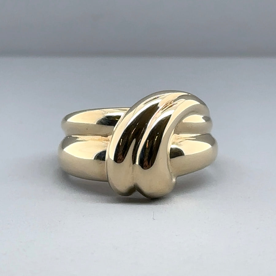 9ct Yellow Gold Swirl Ring - Size O 1/2