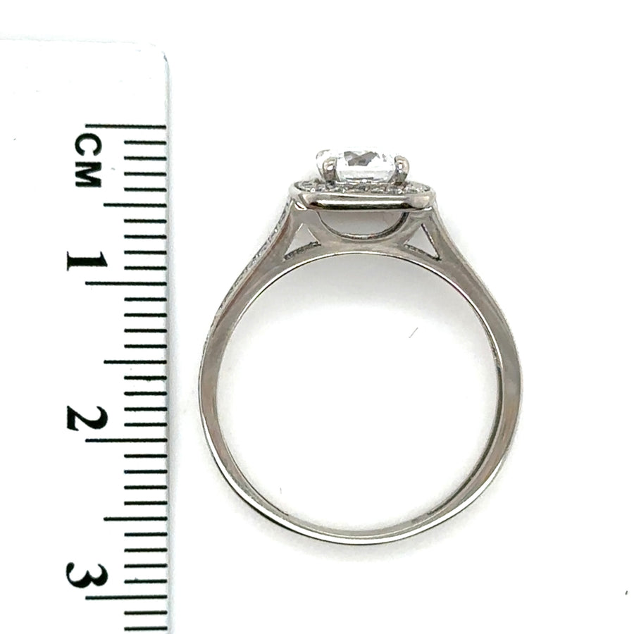 9ct White Gold Cubic Zirconia Ring - Size P