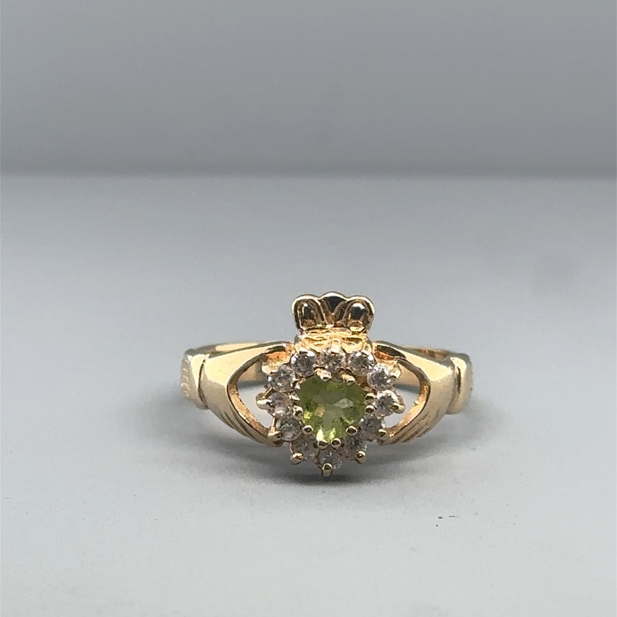 9ct Yellow Gold Cubic Zirconia Claddagh Ring - Size M