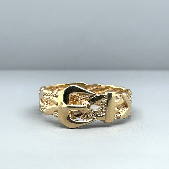9ct Yellow Gold Buckle Ring - Size V 1/2