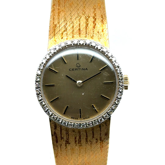 Pre-Owned 18ct Yellow Gold Diamond Bezel Certina Watch